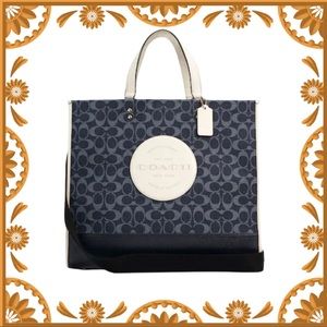 COACH Dempsey Tote 40 In Signature Denim With Coach Patch UEC